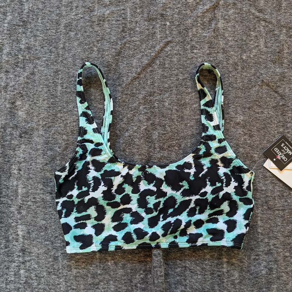 Salt & Cove Bikini Top Blue Leopard pattern